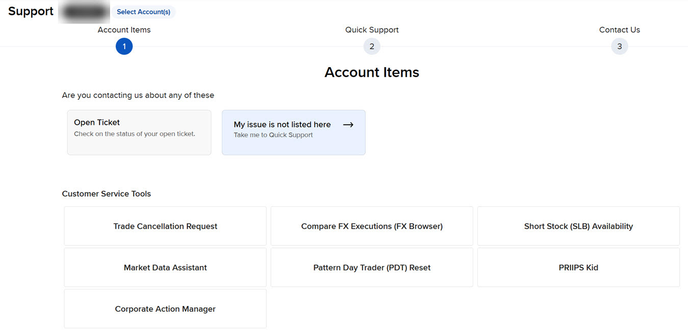 The support home menu in admin portal. 